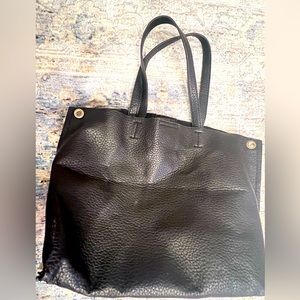 Black leather carry all tote